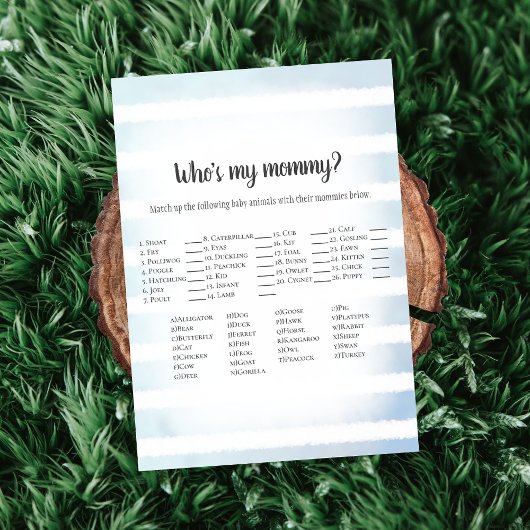 Invitation Blanc Bunny Blue Qui est ma maman jeu de Baby show