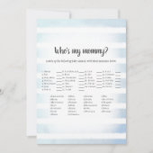 Invitation Blanc Bunny Blue Qui est ma maman jeu de Baby show (Devant)