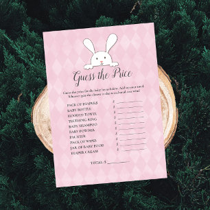Invitation Blanc Bunny Pink Devinez Le Baby shower De Prix Je