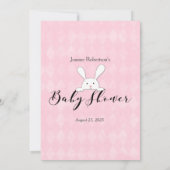 Invitation Blanc Bunny Pink Devinez Le Baby shower De Prix Je (Dos)