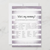 Invitation Blanc Bunny pourpre qui est mon Baby shower maman  (Devant)