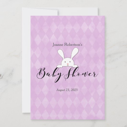 Invitation Blanc Bunny Purple Jacquard Devinez Les Caractéris (Dos)