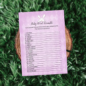 Invitation Blanc Bunny violet Jacquard bébé Word Scramble Jeu