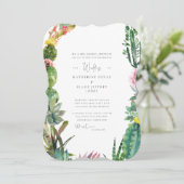 Invitation Blanc Cactus Élégant Mariée Parents Bracket (Debout devant)