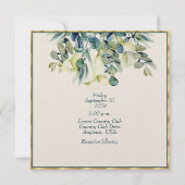 Invitation Blanc Calla Lily et Eucalyptus ivoire et or (Dos)
