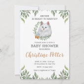 Invitation Blanc Chat Bleu Yeux Vert Baby shower Boho (Devant)