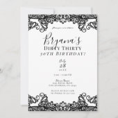 Invitation Blanc & Chic Dentelle Noir Dirty 30 30e Anniversai (Devant)