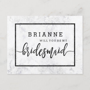 Invitation Blanc Chic & Marbre Gris Veux-Tu Être Ma Demoisell
