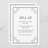 Invitation Blanc classique avec Mariage de bordure de défilem (Devant / Derrière)