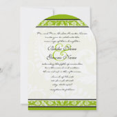 Invitation Blanc Damask Floral Apple Mariage vert (Dos)