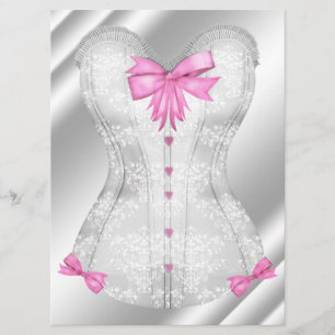 Invitation Blanc Damask Vaches Rose Corset Lingerie Douche