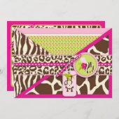 Invitation Blanc de baby shower de safari de singe de jungle (Devant / Derrière)