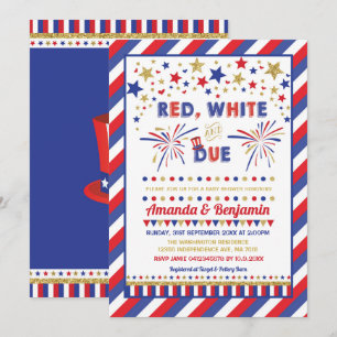 Invitation Blanc de baby shower patriotique du 4 juillet et