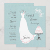 Invitation blanc de Fête de la mariée de robe et (Devant / Derrière)