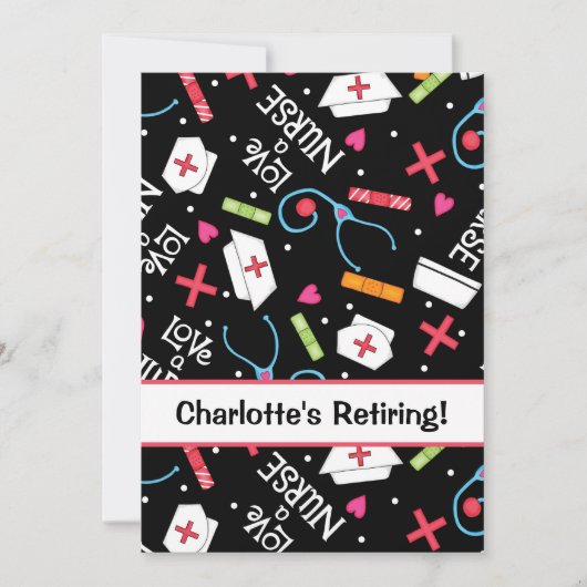 Invitation Blanc de noir de célébration de partie de retraite (Devant)