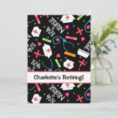 Invitation Blanc de noir de célébration de partie de retraite (Debout devant)