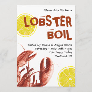 Invitation Blanc de partie d'ébullition de homard d'été