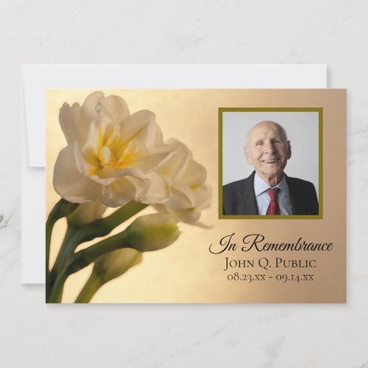 Invitation Blanc Double Daffodils Fleurs Anniversaire de la m (Devant)