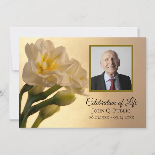 Invitation Blanc Double Daffodils Fleurs Célébration de la vi (Devant)