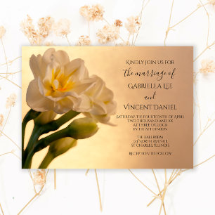Invitation Blanc Double Daffodils Printemps Mariage
