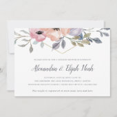 Invitation Blanc| Douche Florale Géométrique Couples Rose Ros (Devant)