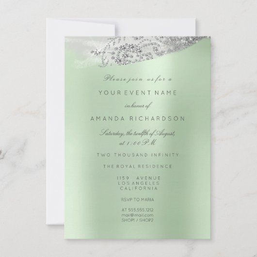 Invitation Blanc Doux 16e robe nuptiale vert (Devant)