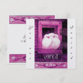 Invitation BLANC DOVES À LA FENÊTRE monogramme glace métalliq (Devant / Derrière)