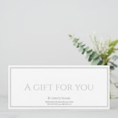 Invitation Blanc élégant avec logo certificat cadeau d'entrep (Debout devant)