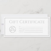 Invitation Blanc élégant avec logo certificat cadeau d'entrep (Dos)