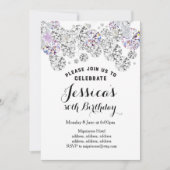 Invitation BLANC élégant diamant, parties scintillant invitat (Devant)