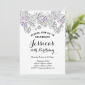 Invitation BLANC élégant diamant, parties scintillant invitat (Debout devant)