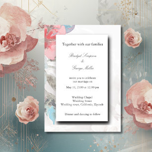 Invitation blanc élégant Floral rose mariage