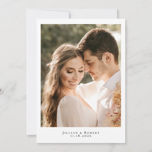 Invitation blanc élégant script moderne noir mariage (Dos)