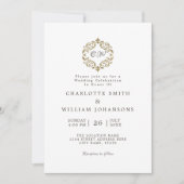 Invitation Blanc Elegant Simple Gold Frame Mariage initial (Devant)