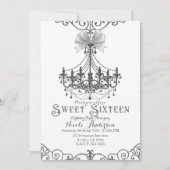 Invitation Blanc et argent Bow Chic Sweet 16 Seize (Devant)