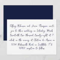 Blanc et bleu marine Style manuscrit Mariage
