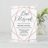 Invitation Blanc et Faux Rose Gold Géométrique | Bat mitzvah (Debout devant)