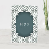 Invitation Blanc et foncé Turquoise Perse style Mariage musul (Dos)