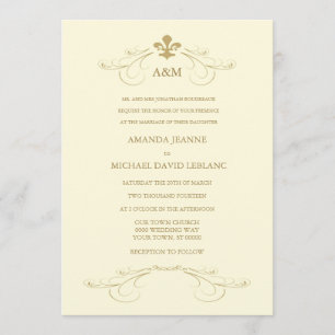 Invitation Blanc et Gold Fleur de Lis Wedding de Champagne
