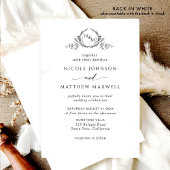 Invitation Blanc et noir, élégant Mariage Monogramme