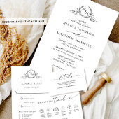 Invitation Blanc et noir, élégant Mariage Monogramme