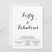 Invitation Blanc et noir "Quarante et fabuleux" 40e anniversa (Devant)