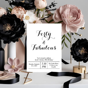 Invitation Blanc et noir "Quarante et fabuleux" 40e anniversa