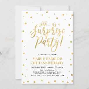 Invitation Blanc et Or   50e anniversaire du Mariage surprise