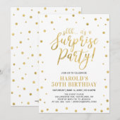 Invitation Blanc et Or | Adulte 50e fête d'anniversaire surpr (Devant / Derrière)