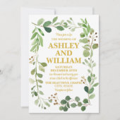 Invitation Blanc et or Chic vert Boho Boho Mariage bohème (Devant)