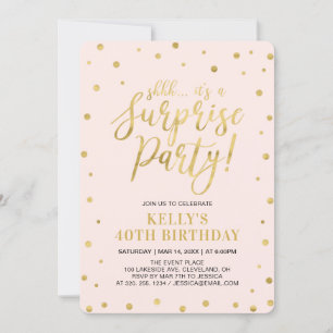 Invitation Blanc et Or   Femmes 40e fête d'anniversaire surpr