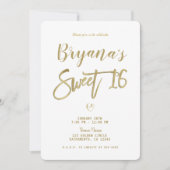 Invitation Blanc et or moderne minimal chic 16 ans doux (Devant)