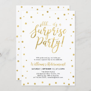 Invitation Blanc et Or   Parti de retraite surprise moderne