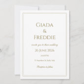 Invitation Blanc et or simples et sophistiqués (Devant)